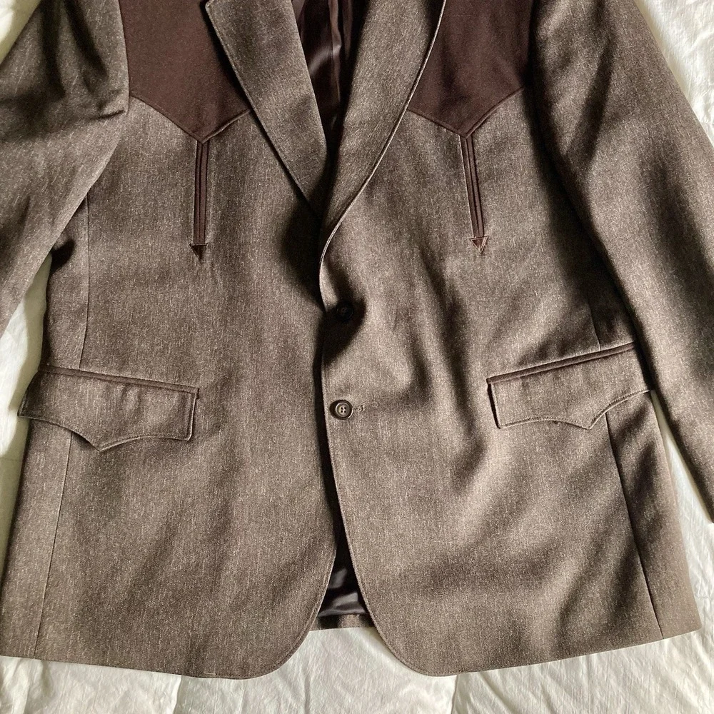 Circle S Boise Western Suit Coat Jacket Chestnut Brown Mens 48R Cowboy Rodeo EUC - Picture 3 of 16